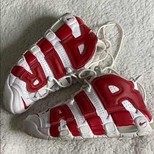 Nike “Air More Uptempo” white/red sneakers